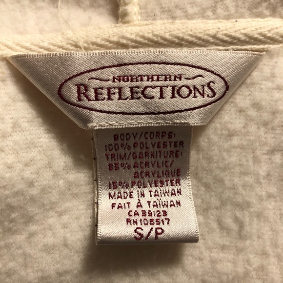 Vintage Northern Reflections Soft White Zip-up Hooded Sweater with Faux Fur Trim - Picture 7 of 8